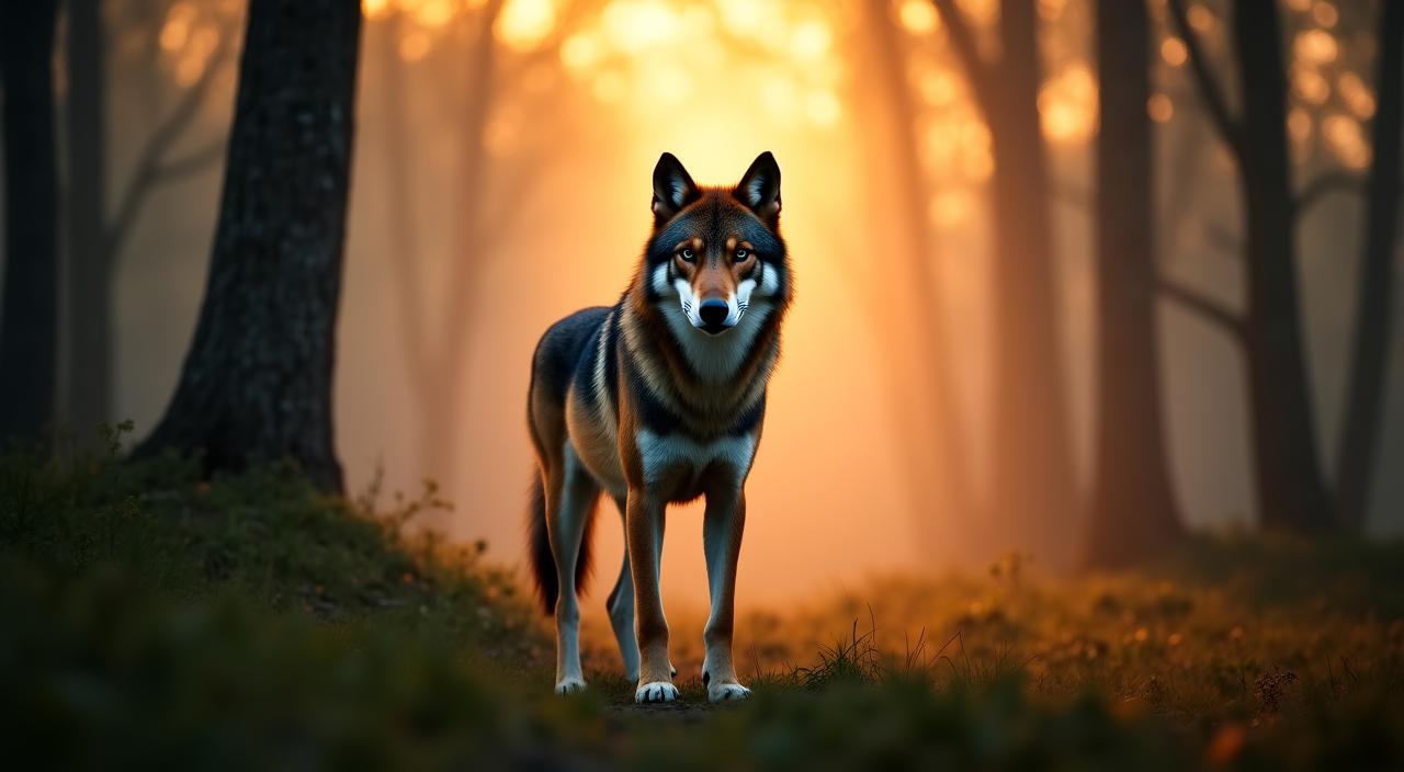 Un maestoso lupo italiano nella foresta